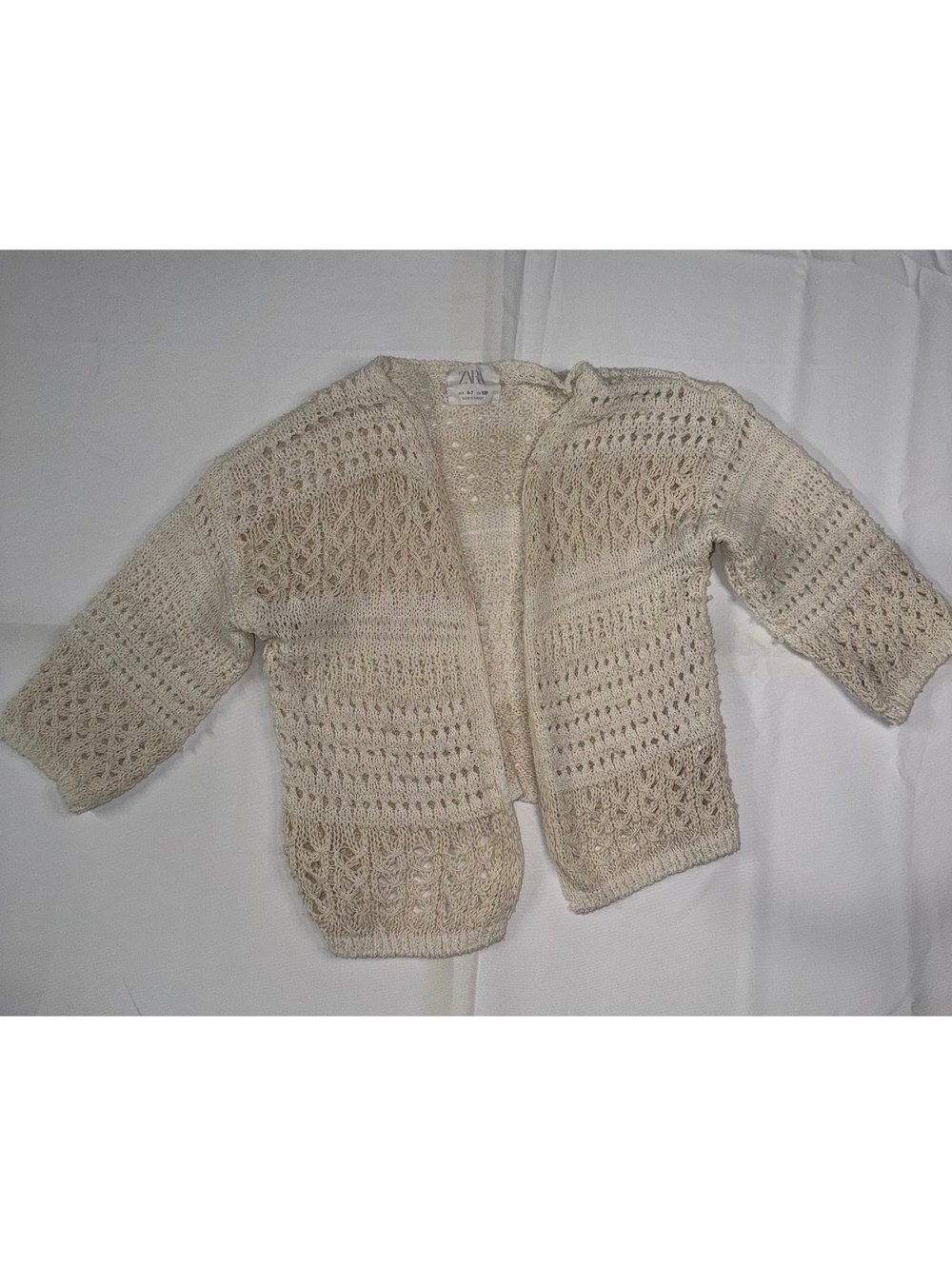 ZARA Girls' Crochet Knit Cardigan Size 6-7 Years